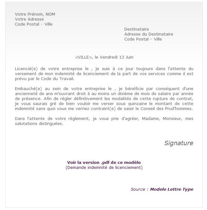 Comment demander l'indemnité de licenciement? Terrafemina